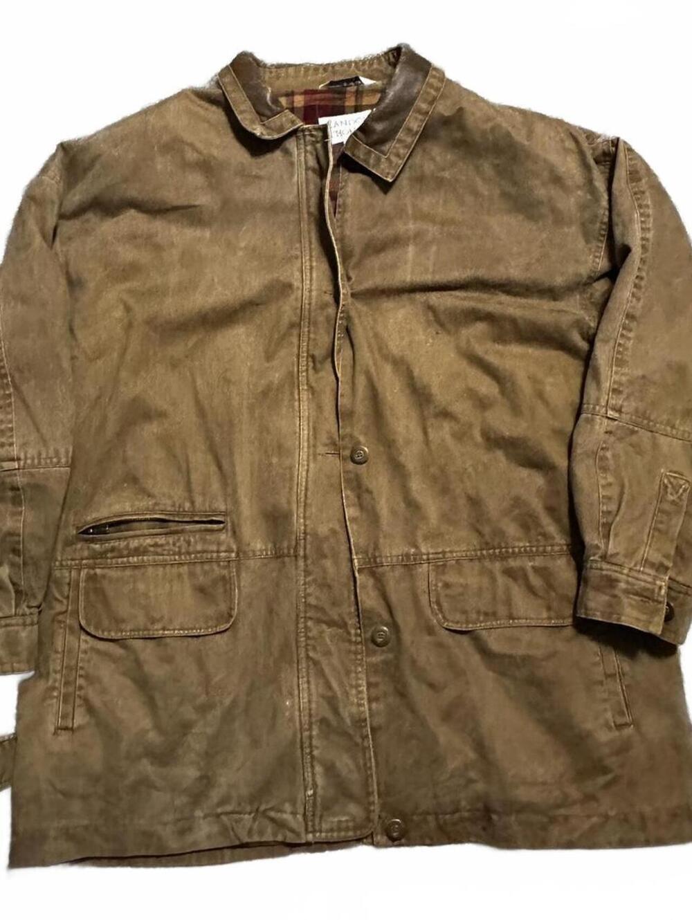 90s Brandon Thomas Vintage Brown Chore Coat With Plaid Flannel Lined Size L